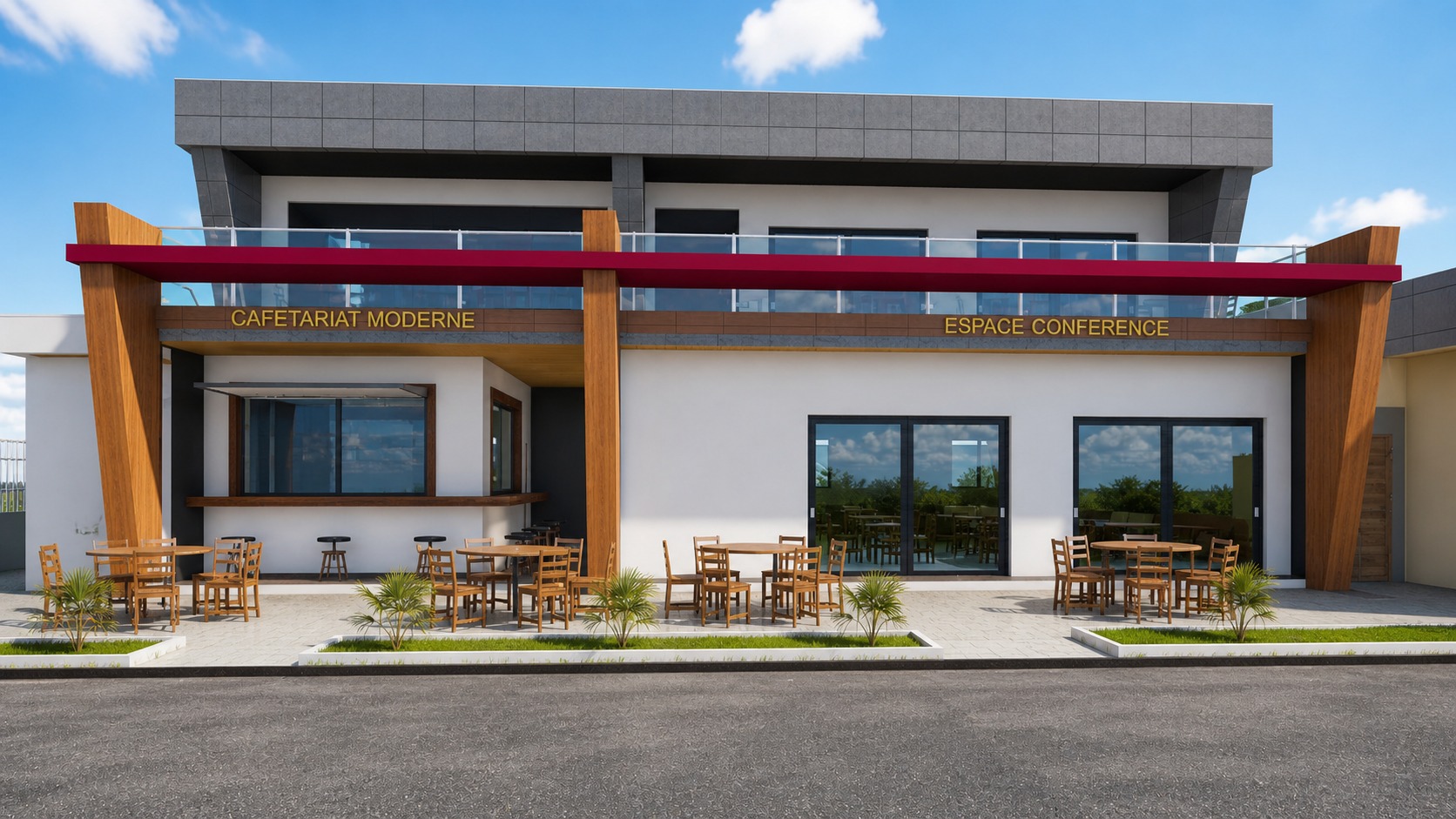Facade restaurant et terrasse du projet de Tongon